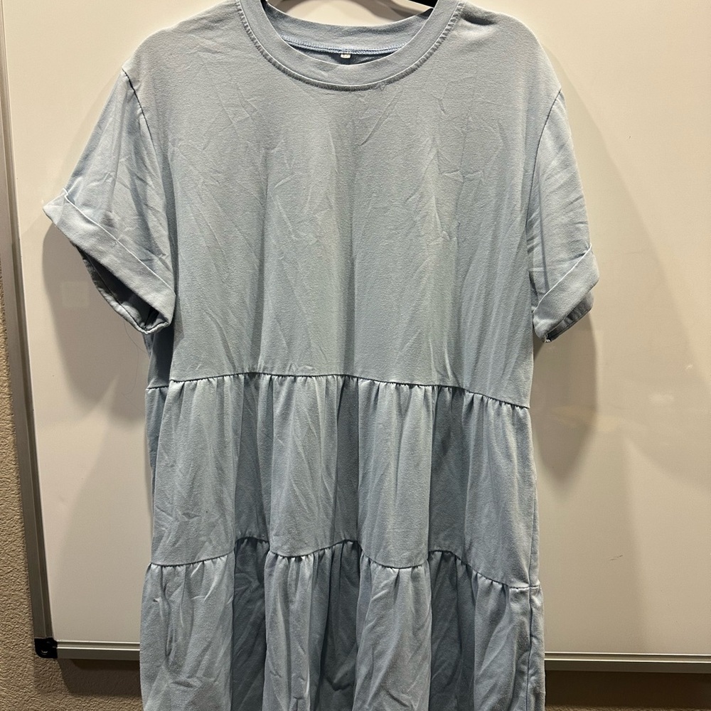 Light Blue Tiered T-Shirt Babydoll Dress